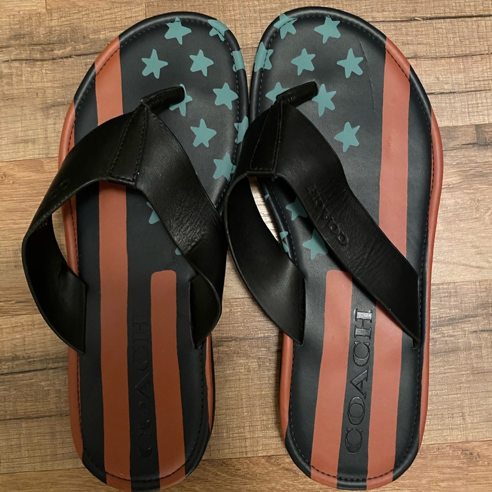 Brand new men’s Coach flip flops